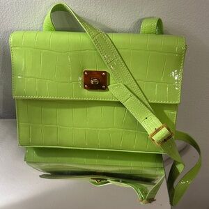 Lime Green Croc-Embossed Women's Bag